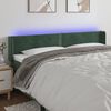 vidaXL Cabeceira cama c/ luzes LED veludo 203x16x78/88 cm verde-escuro