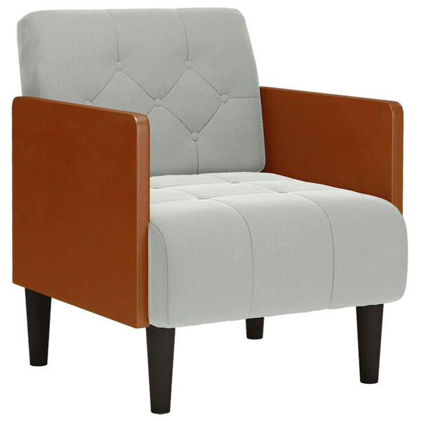 vidaXL Poltrona com apoio de bra&ccedil;os 55 cm veludo cinzento-claro