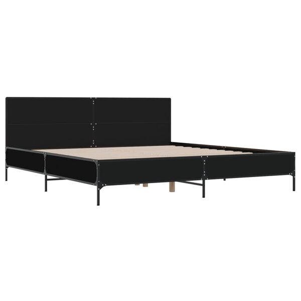 vidaXL Estrutura de cama 200x200 cm derivados de madeira/metal preto