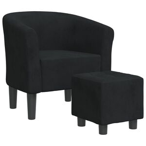 vidaXL Poltrona com apoio de p&eacute;s veludo preto