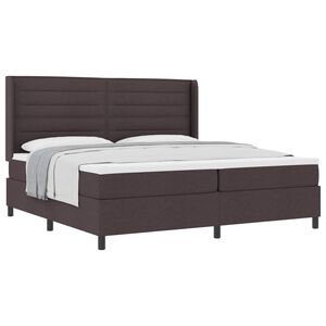 vidaXL Cama Box com colch&atilde;o Castanho escuro 200 x 200 cm tecido