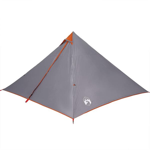 vidaXL Tenda familiar tipi para 7 pessoas impermeável cinza/laranja