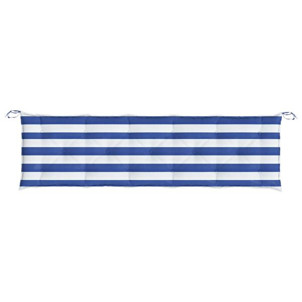 vidaXL Almofad&atilde;o p/ banco jardim 180x50x7 cm tecido oxford azul/branco