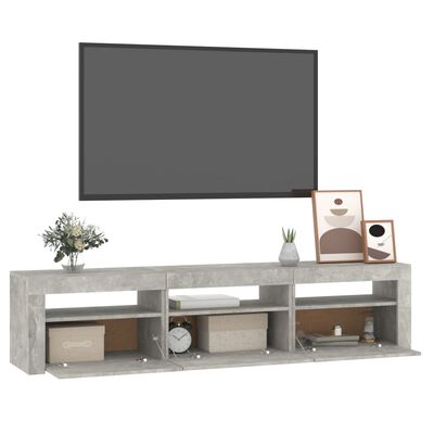 vidaXL Móvel de TV com luzes LED 180x35x40 cm cinza sonoma