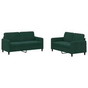 vidaXL 2 pcs conjunto de sof&aacute;s veludo verde-escuro