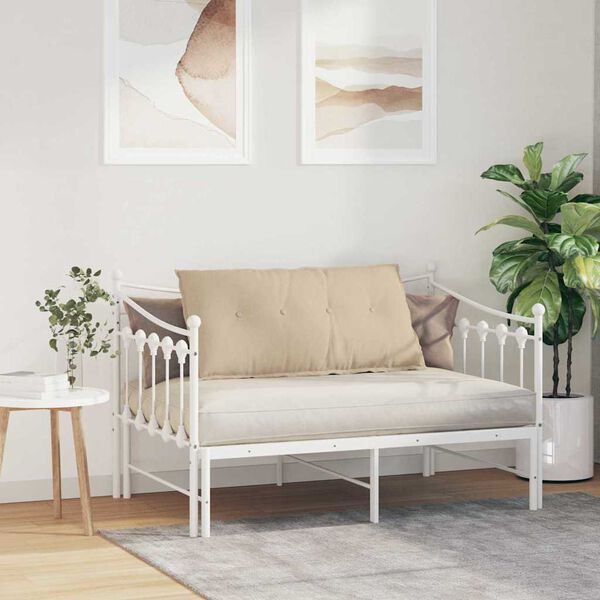 vidaXL Travesseiro para Costas Creme 100 x 19 x 50 cm tecido