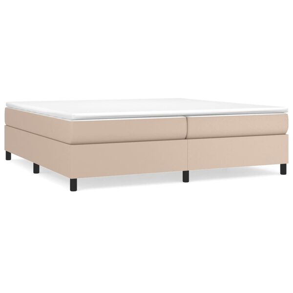 vidaXL Cama com molas/colch&atilde;o 200x200 cm couro artificial cappuccino