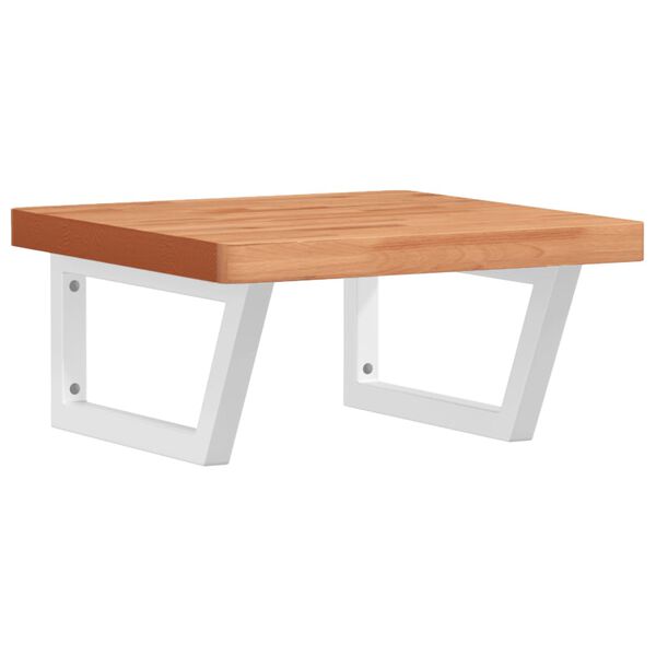 vidaXL Prateleira de parede p/ lavat&oacute;rio a&ccedil;o/madeira de faia maci&ccedil;a