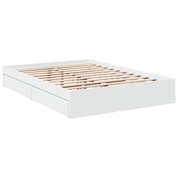 vidaXL Estrutura cama c/ gavetas 120x190cm derivados de madeira branco