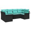vidaXL Conjunto de Sof&aacute; de Jardim 6 unid. Preto Rattan Sint&eacute;tico