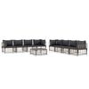 vidaXL 9 pcs conjunto lounge de jardim c/ almofad&otilde;es vime PE antracite