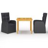 vidaXL 3 pcs conjunto de jantar para jardim preto