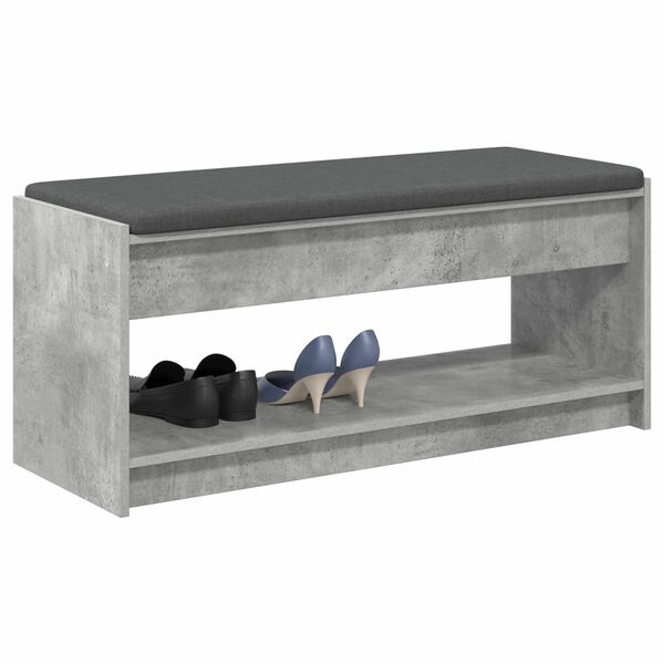 vidaXL Banco de Hall com almofada Cinzento Concreto 103 x 38 x 45 cm