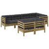 vidaXL 7 pcs conjunto sof&aacute;s de jardim c/ almofad&otilde;es pinho impregnado