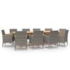 vidaXL 11 pcs conjunto de jantar para jardim com almofad&otilde;es cinzento