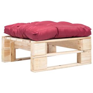 vidaXL Otomano de paletes com almofad&atilde;o vermelho madeira natural