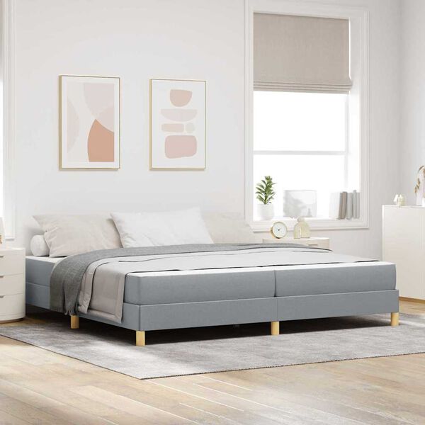 vidaXL Cama Box com colch&atilde;o Cinzento-claro 200 x 200 cm tecido