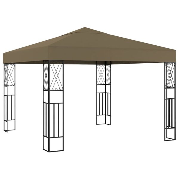 vidaXL Gazebo com cord&otilde;es de luzes LED 3x3 m tecido cinza-acastanhado