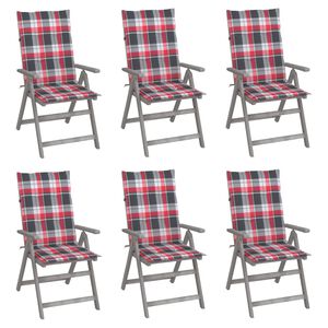 vidaXL Cadeiras jardim reclin&aacute;veis c/ almofad&otilde;es 6 pcs ac&aacute;cia maci&ccedil;a