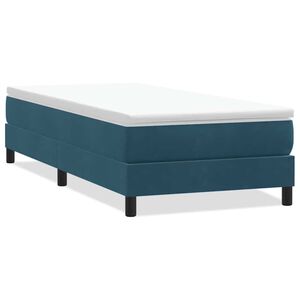 vidaXL Box Cama de Molas sem Colch&atilde;o Azul Escuro 100x210 cm Veludo
