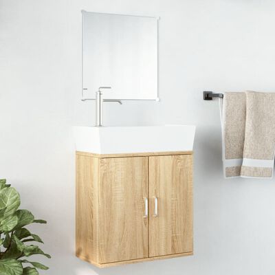vidaXL 2 pcs conj. móveis de casa banho derivados de madeira carvalho