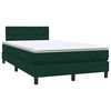 vidaXL Cama box spring c/ colch&atilde;o e LED 120x220 cm veludo verde-escuro