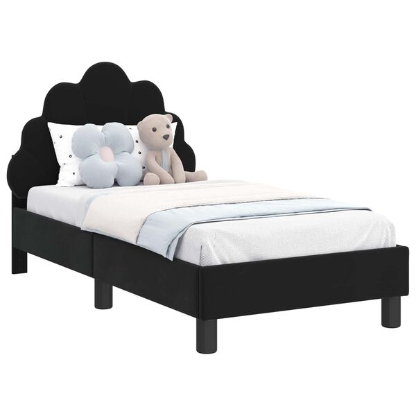 vidaXL Estrutura de Cama para Criança com Cabeceira Preto 70 x 140 cm