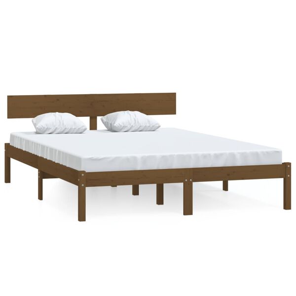 vidaXL Estrutura de cama 120x200 cm madeira pinho maci&ccedil;o castanho mel