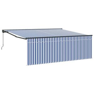 vidaXL Toldo Retr&aacute;til Azul e Branco 400 &times; 300 cm Poli&eacute;ster e Alum&iacute;nio