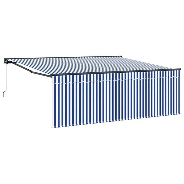 vidaXL Toldo Retr&aacute;til Azul e Branco 400 &times; 300 cm Poli&eacute;ster e Alum&iacute;nio