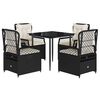 vidaXL 5 pcs conjunto de jantar p/ jardim c/ almofad&otilde;es vime PE preto