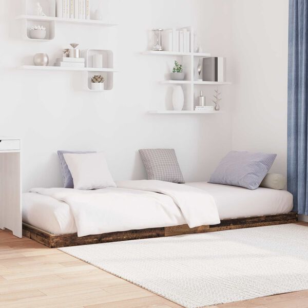 vidaXL Estrutura de cama de ch&atilde;o Madeira antiga 90 x 200 cm