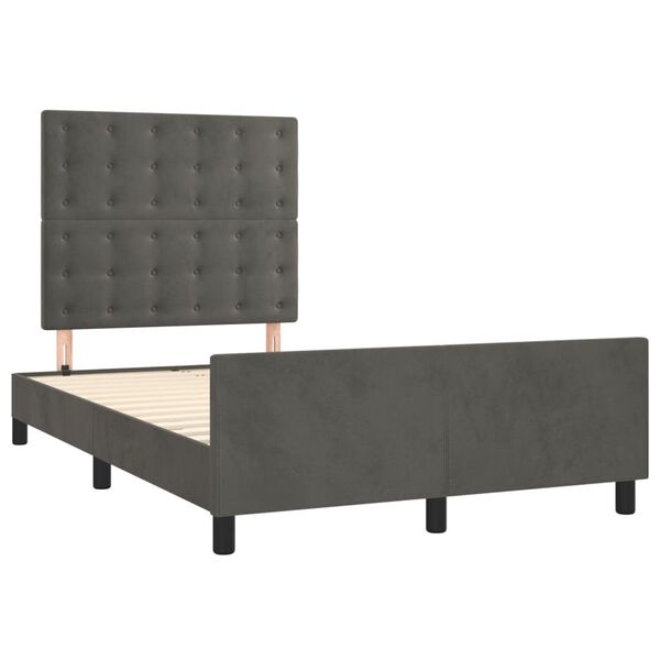 vidaXL Estrutura de cama sem colch&atilde;o 120x190 cm Veludo cinza escuro