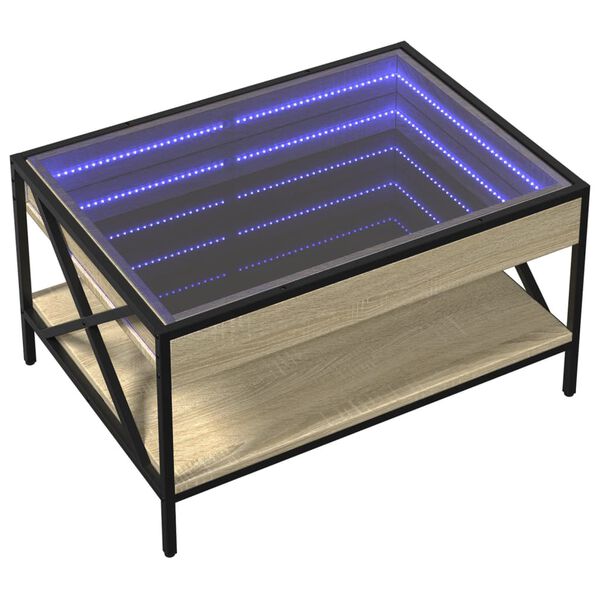 vidaXL Mesa de centro luzes LED Infinity 70x50x38 cm carvalho sonoma