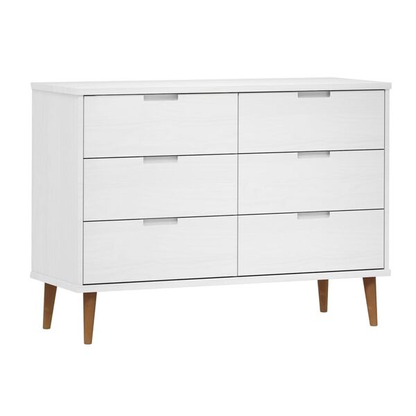 vidaXL Arm&aacute;rio de gavetas MOLDE 113x40x80 cm pinho maci&ccedil;o branco