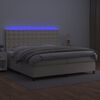 vidaXL Cama box spring c/ colch&atilde;o/LED 200x200cm couro artificial creme
