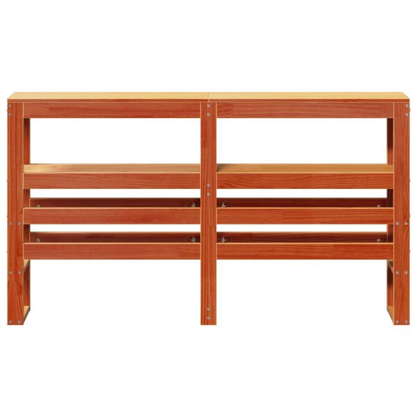 vidaXL Cabeceira com prateleiras 135 cm pinho maci&ccedil;o castanho-mel