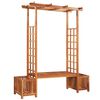 vidaXL P&eacute;rgola de jardim com banco e vasos madeira de ac&aacute;cia maci&ccedil;a