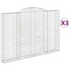 vidaXL Cestos gabi&atilde;o arqueados 3pcs 300x30x200/220cm ferro galvanizado