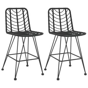 vidaXL Bancos de bar 2 pcs 45x56x103,5 cm vime PE e a&ccedil;o preto