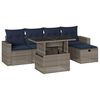 vidaXL Conjunto de sof&aacute; de jardim com 6 pe&ccedil;as e almofadas em rattan sint&eacute;tico cinza