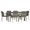 vidaXL 7 pcs conjunto de jantar p/ jardim c/ almofad&otilde;es vime PE cinza