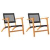 vidaXL Cadeiras de jardim 2 pcs vime PE/madeira de ac&aacute;cia maci&ccedil;a preto