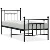 vidaXL Estrutura de cama com cabeceira e p&eacute;s 75x190 cm metal preto