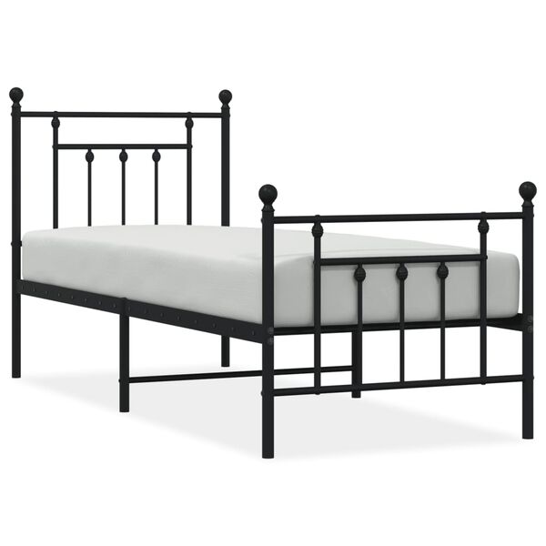 vidaXL Estrutura de cama com cabeceira e p&eacute;s 75x190 cm metal preto