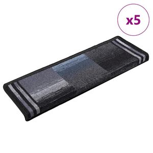vidaXL Tapetes de escadas adesivos 5 pcs 65x21x4 cm preto e cinzento