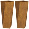 vidaXL Floreira 2 pcs Ferro Enferrujado 30 x 30 x 75 cm