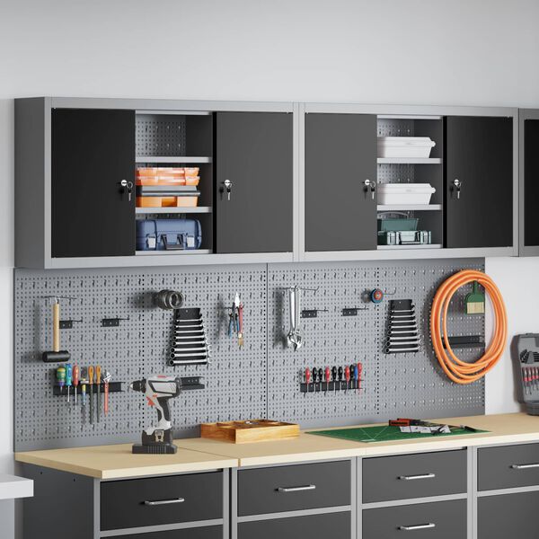 vidaXL Conjunto de Arm&aacute;rios de Ferramentas com prateleira 6 pcs Preto