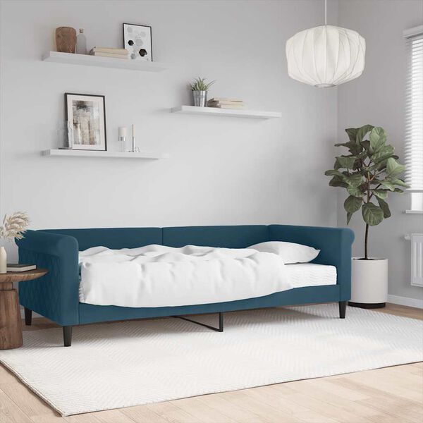 vidaXL Sof&aacute;-cama com colch&atilde;o 90x200 cm veludo azul