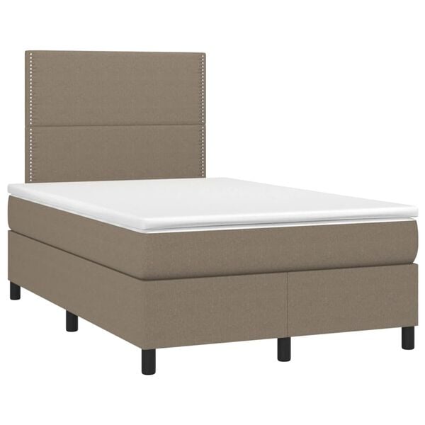 vidaXL Cama boxspring c/ colch&atilde;o 120x190cm tecido castanho-acinzentado